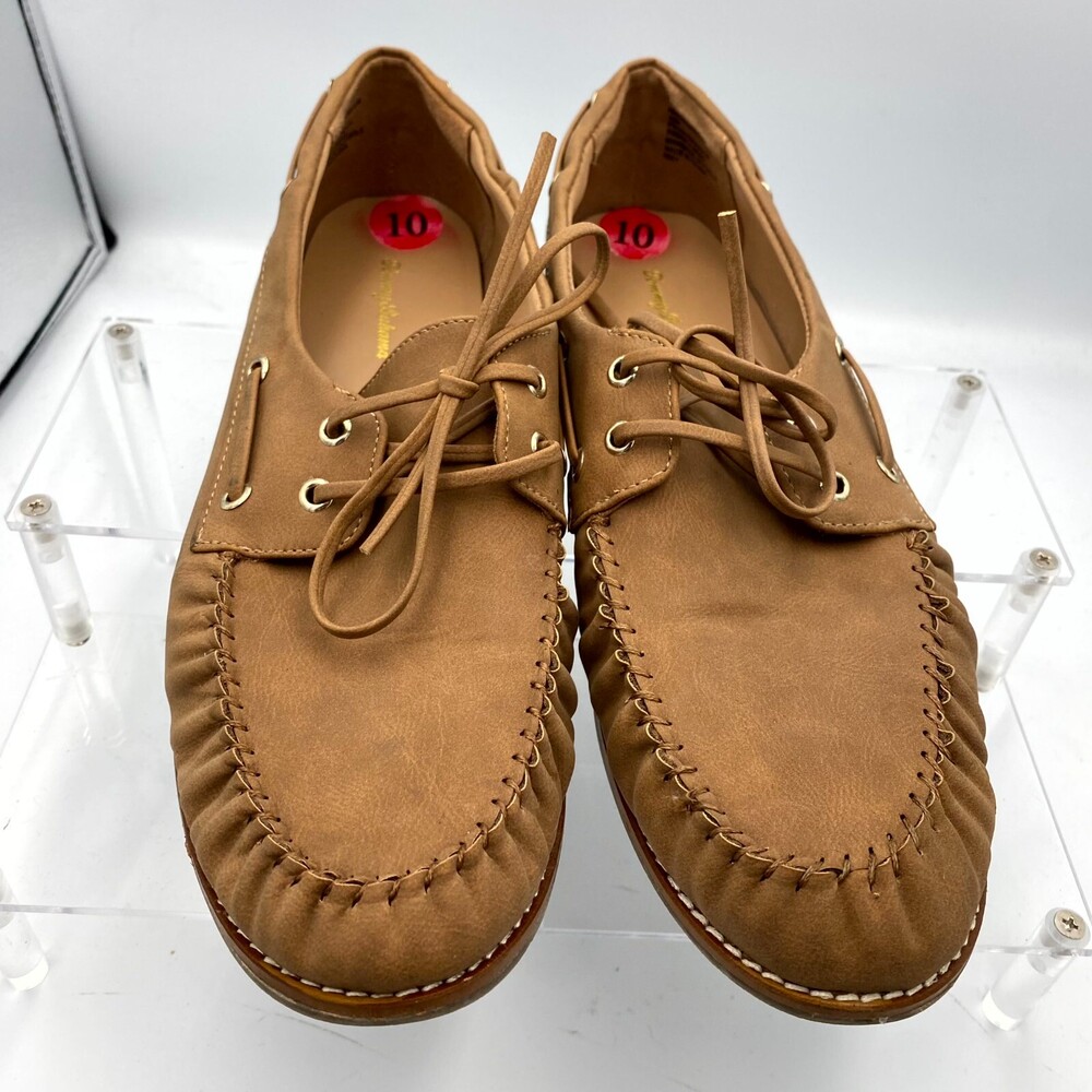 Tommy Bahama Nahara Women's US 10 M Flat Loafers Brown Leather Casual Boat Shoes - Picture 7 of 10